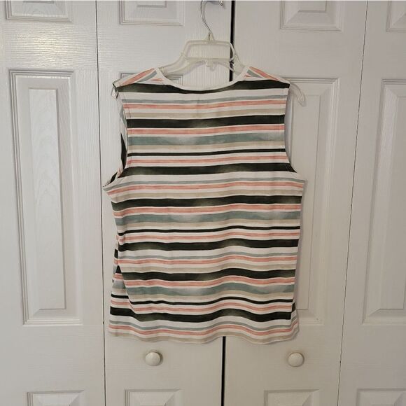 Croft & Barrow sleeveless v-neck striped tee - Picture 4 of 4